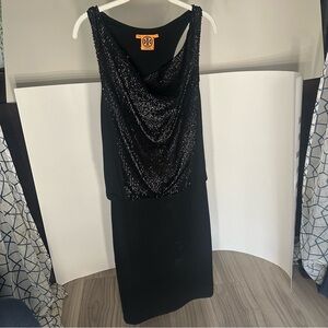 Tory Burch Black Sequin Backless Dress